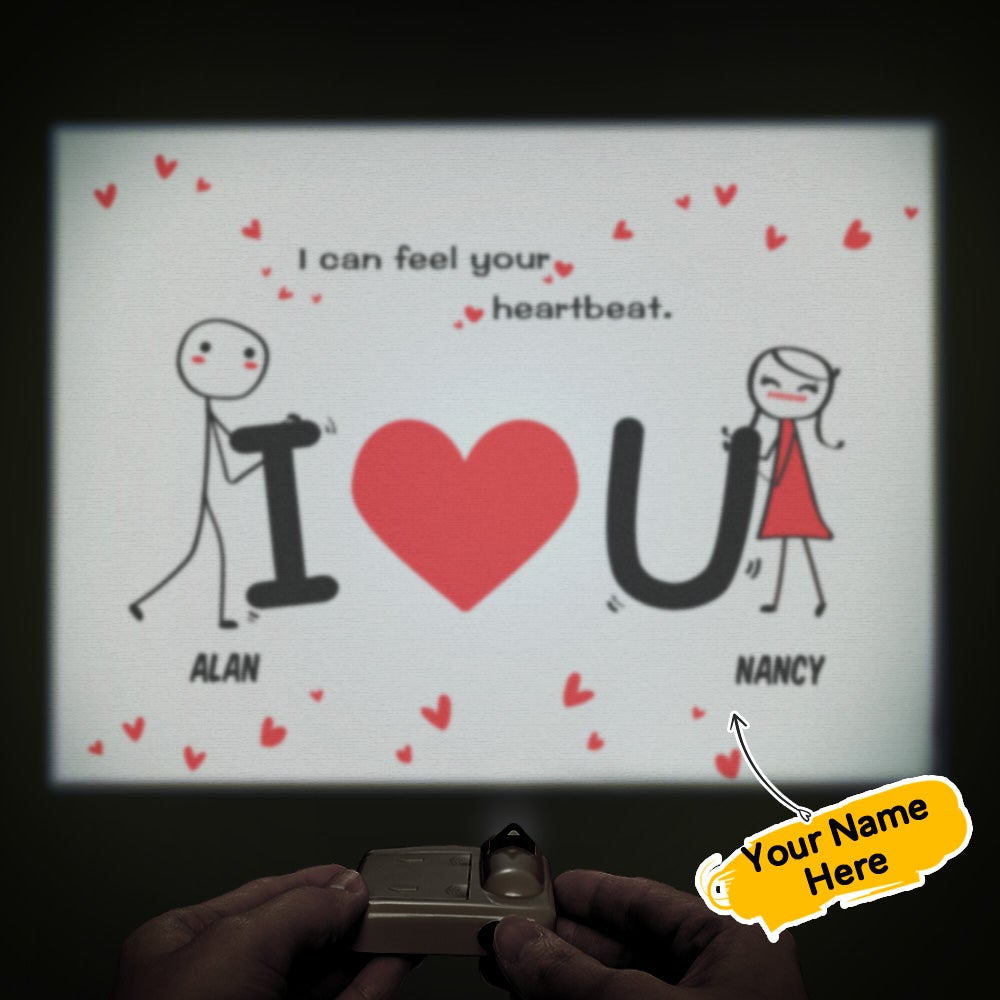 Custom Name Projector Lamp Romantic I Can Feel Your Heartbeat Home Party Decor Atmosphere Light Valentine's Day Gift - soufeeluk