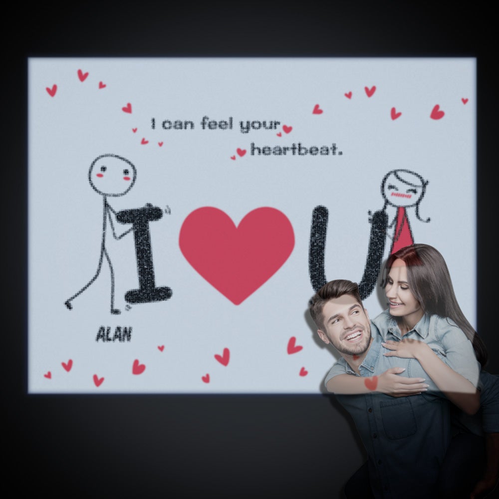 Custom Name Projector Lamp Romantic I Can Feel Your Heartbeat Home Party Decor Atmosphere Light Valentine's Day Gift - soufeeluk