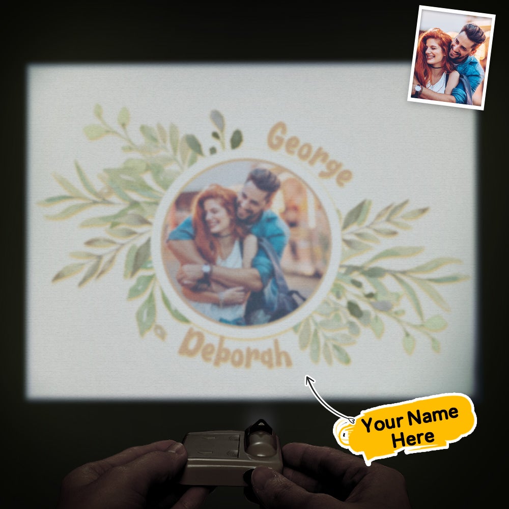 Custom Name Photo Projector Lamp Green Plant Home Party Decor Atmosphere Light Valentine's Day Gift - soufeeluk
