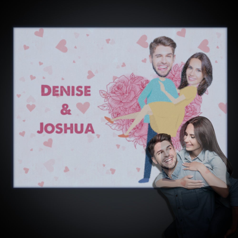 Custom Name Face Projector Lamp Romantic Pink Flower Home Party Decor Atmosphere Light Valentine's Day Gift - soufeeluk