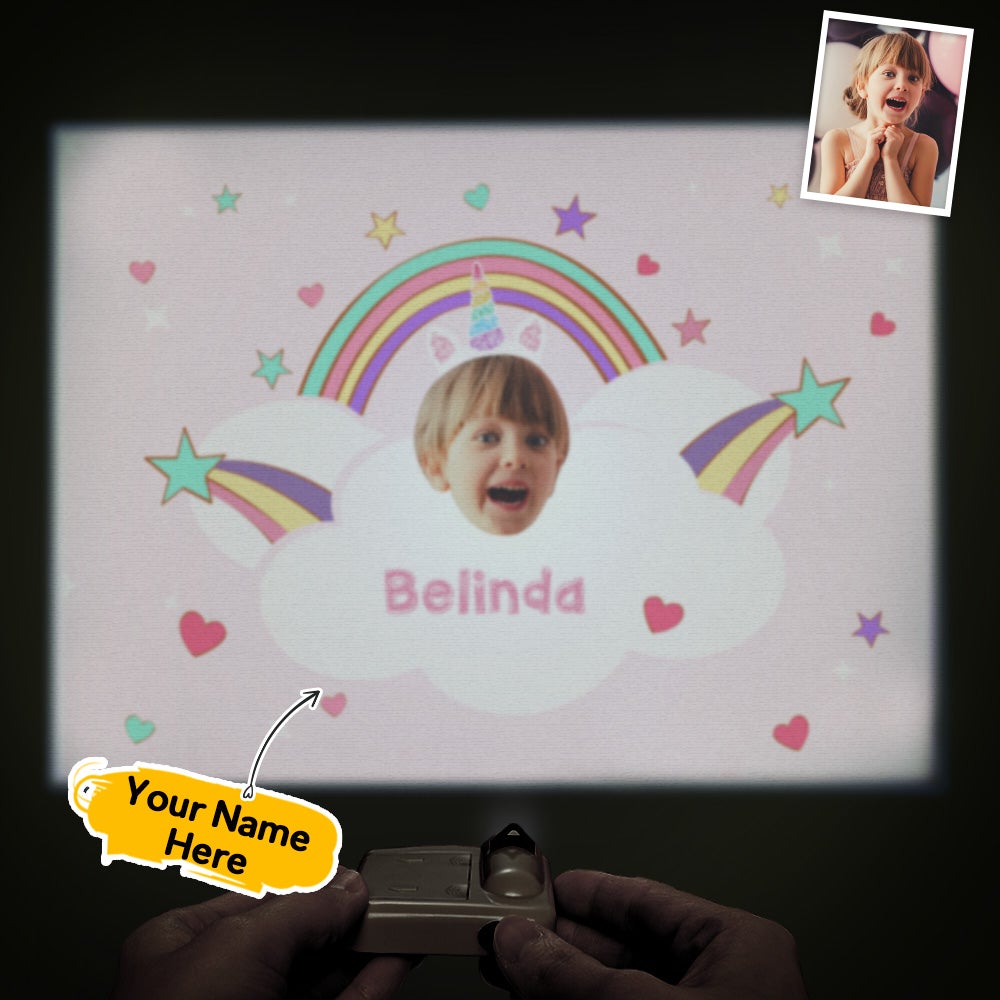 Custom Name Face Projector Lamp Cartoon Unicorn Home Party Decor Atmosphere Light - soufeeluk