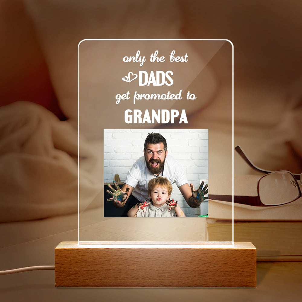 Father's Day Gift Custom Name Night Light Only the Best Dads Get Promoted to Grandpa - soufeeluk