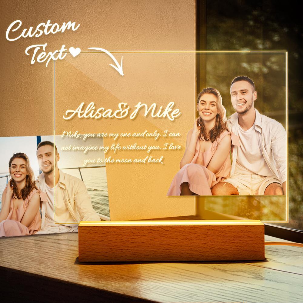 Personalised Acrylic Photo Lamp Engraved Night Light Gift for Her - soufeeluk