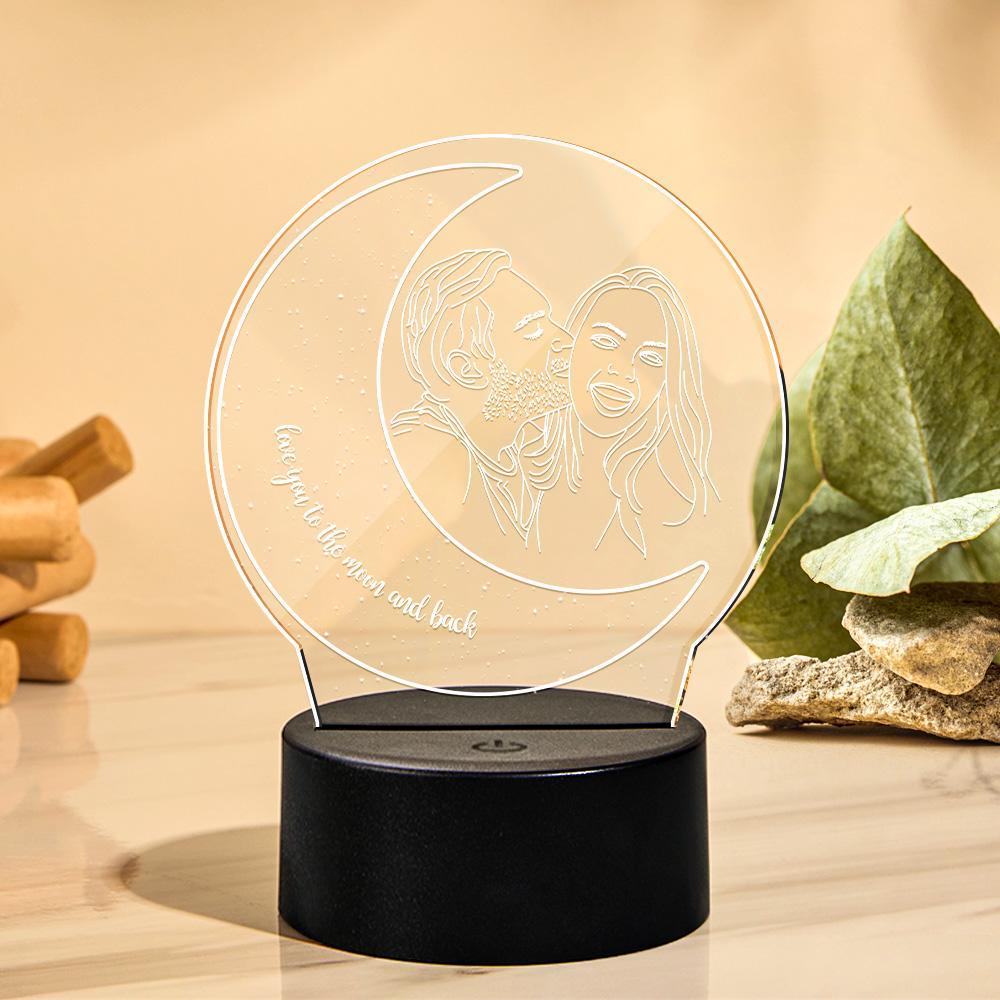 Custom 3D Photo Lamp Led Personalised Moon Colorful Night Light Couple Gift - soufeeluk