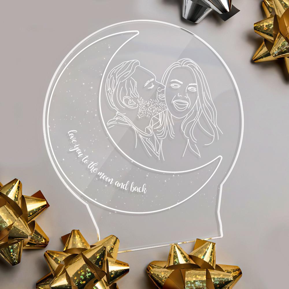 Custom 3D Photo Lamp Led Personalised Moon Colorful Night Light Couple Gift - soufeeluk