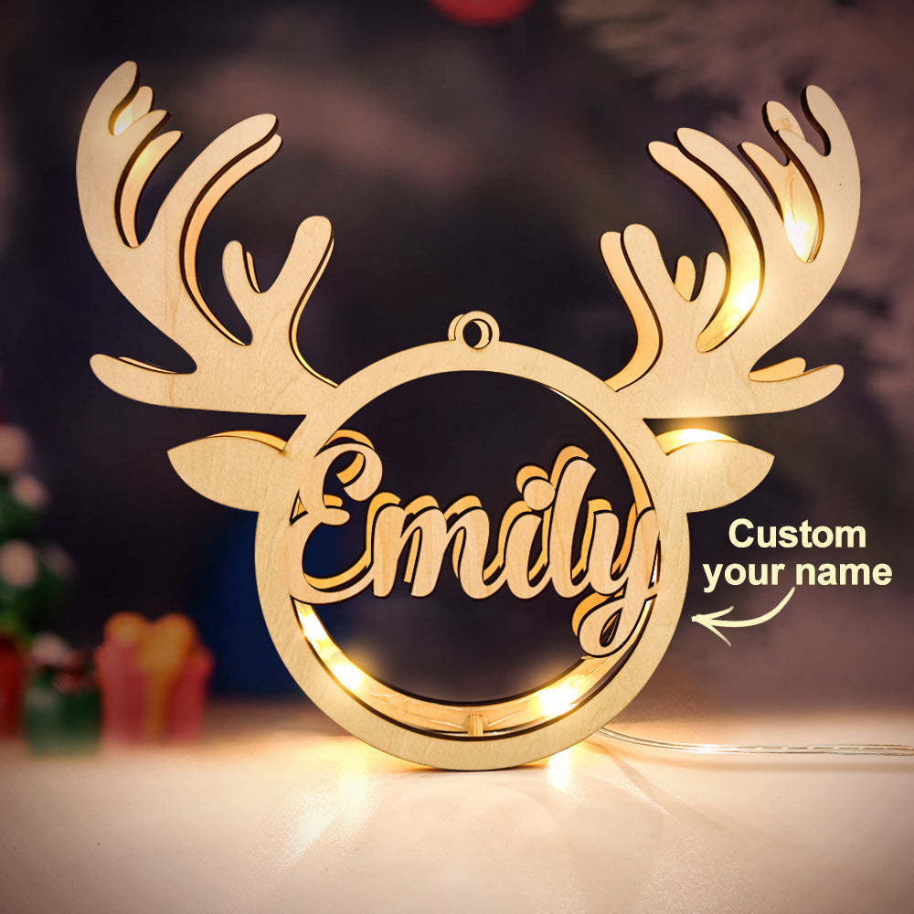 Custom Christmas Elk Night Light Personalised Engraved Name Home Decor Lamp - soufeeluk