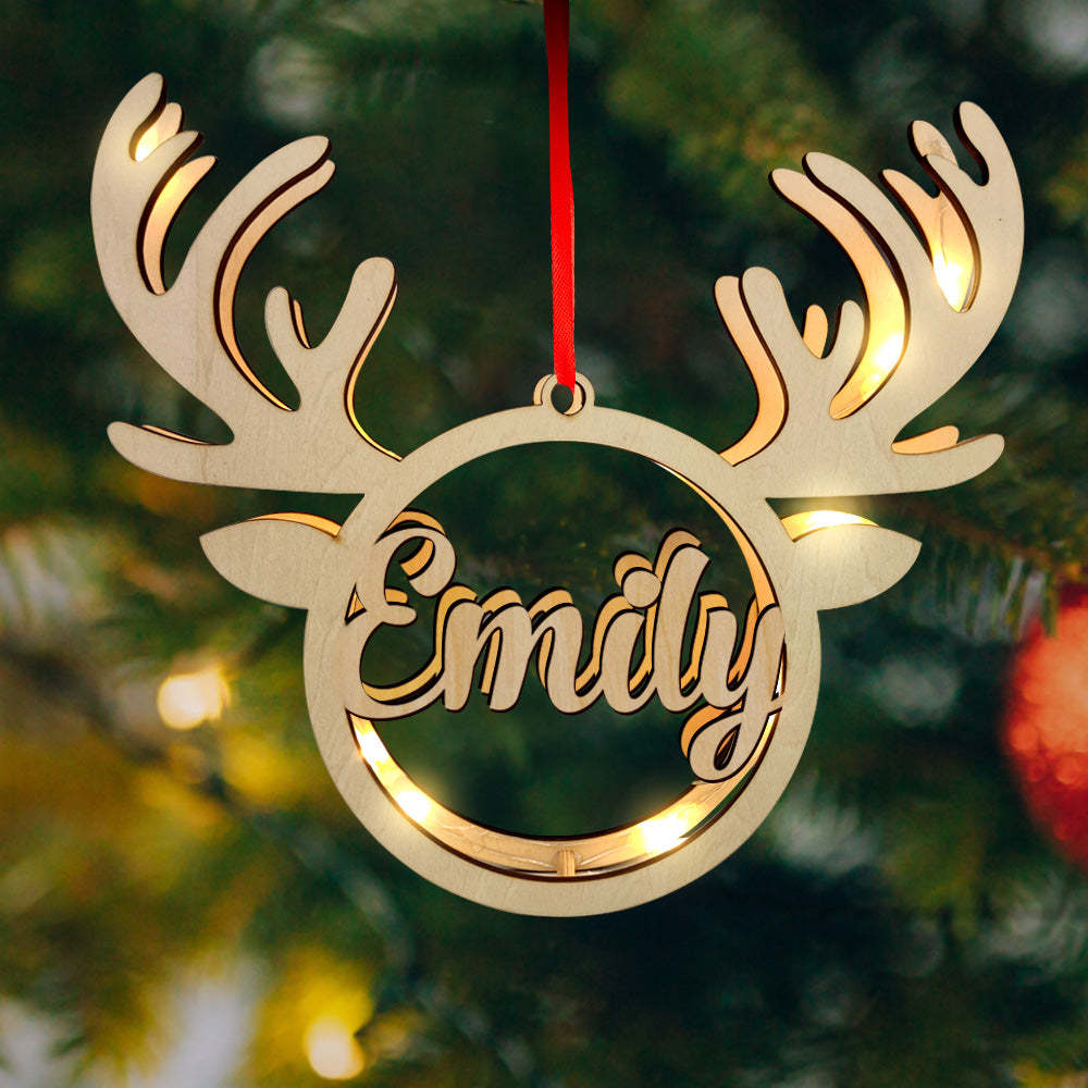 Custom Christmas Elk Night Light Personalised Engraved Name Home Decor Lamp - soufeeluk