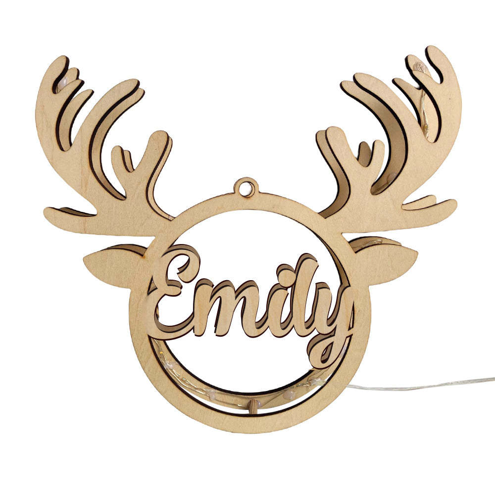 Custom Christmas Elk Night Light Personalised Engraved Name Home Decor Lamp - soufeeluk