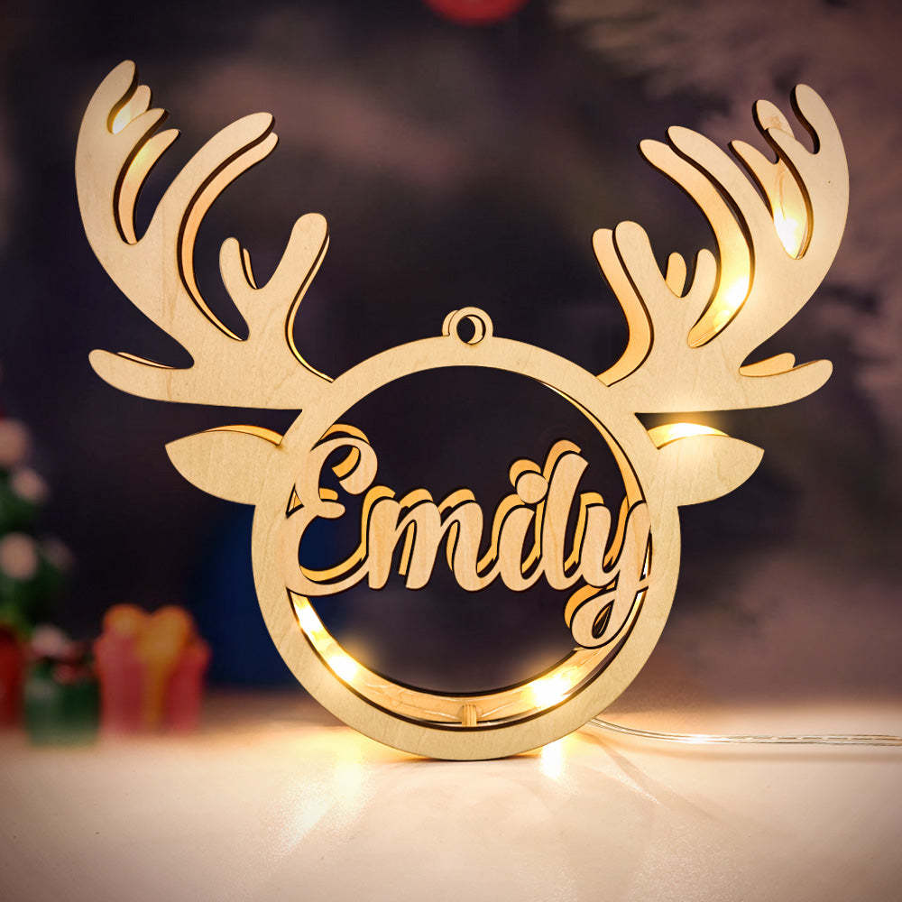 Custom Christmas Elk Night Light Personalised Engraved Name Home Decor Lamp - soufeeluk