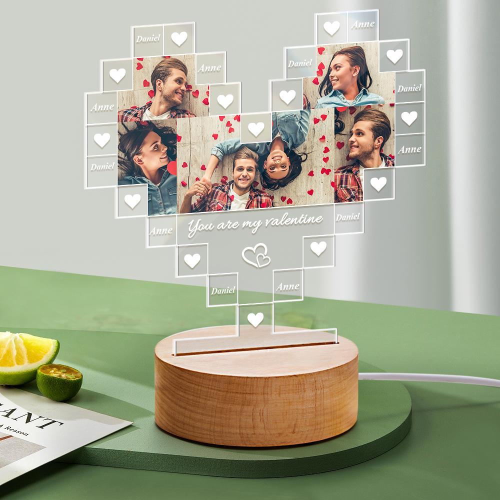 Personalised Heart Shaped Photo Acrylic 3D Lamp Best Gift for Her - soufeeluk