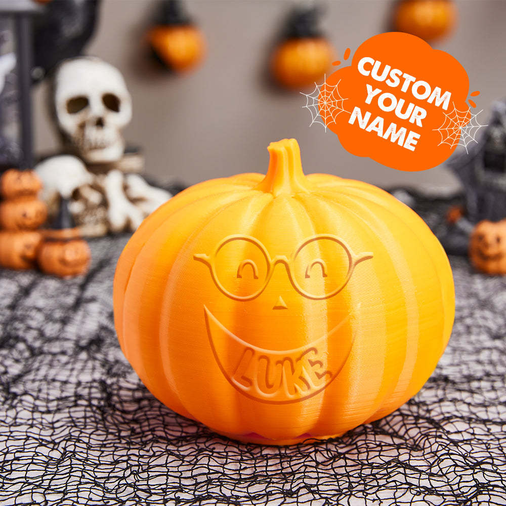 Personalised Halloween Pumpkin Light Custom Round Glasses Light Custom Light Up Jack-o-lantern Halloween Decor - soufeeluk