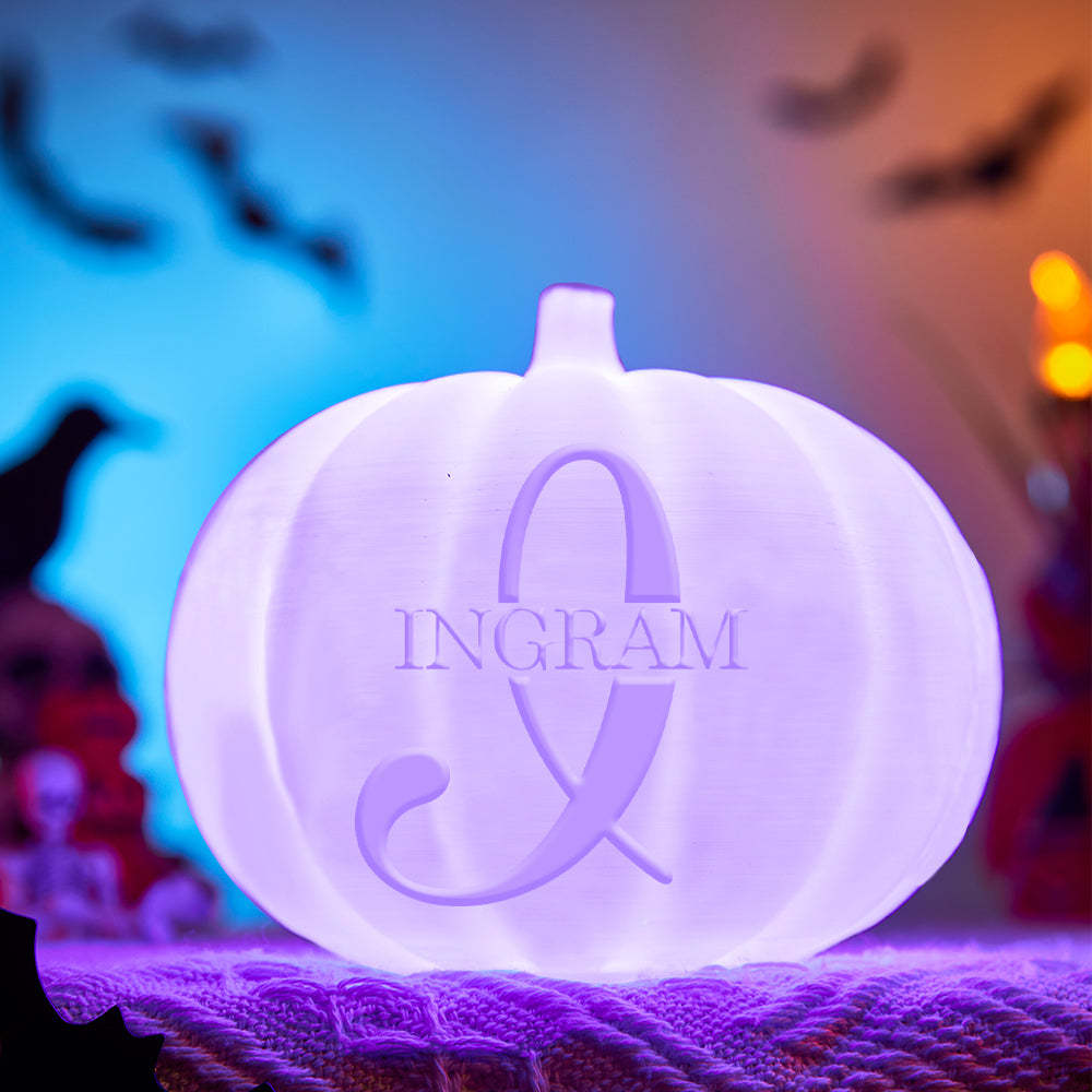 Personalised Halloween Pumpkin Light Custom Name Light Custom Light Up Jack-o-lantern Halloween Decor - I - soufeeluk