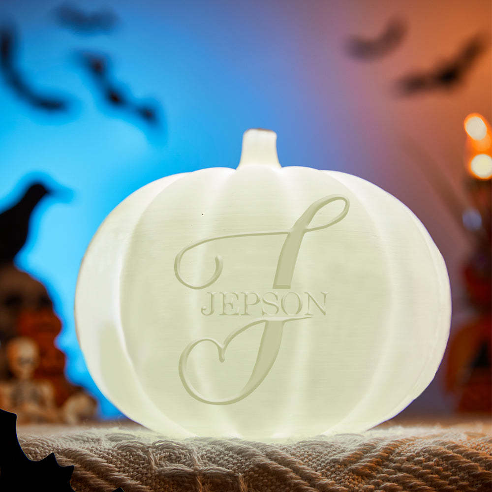 Personalised Halloween Pumpkin Light Custom Name Light Custom Light Up Jack-o-lantern Halloween Gift - J - soufeeluk