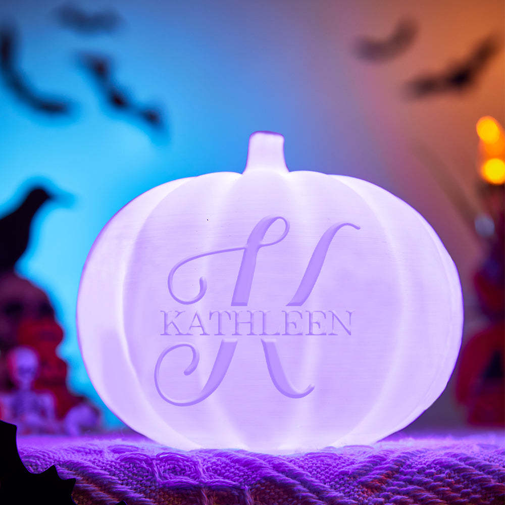 Personalised Halloween Pumpkin Light Custom Name Light Custom Light Up Jack-o-lantern Halloween Pumpkin Decor - K - soufeeluk