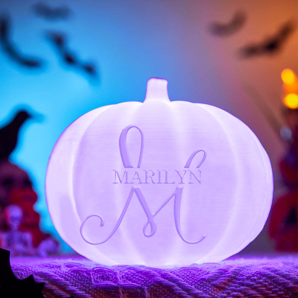 Personalised Halloween Pumpkin Light Custom Name Light Custom Light Up Jack-o-lantern Halloween Decor - M - soufeeluk