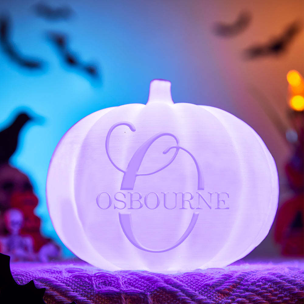 Personalised Halloween Pumpkin Light Custom Name Light Custom Light Up Jack-o-lantern Halloween Pumpkin Decor - O - soufeeluk