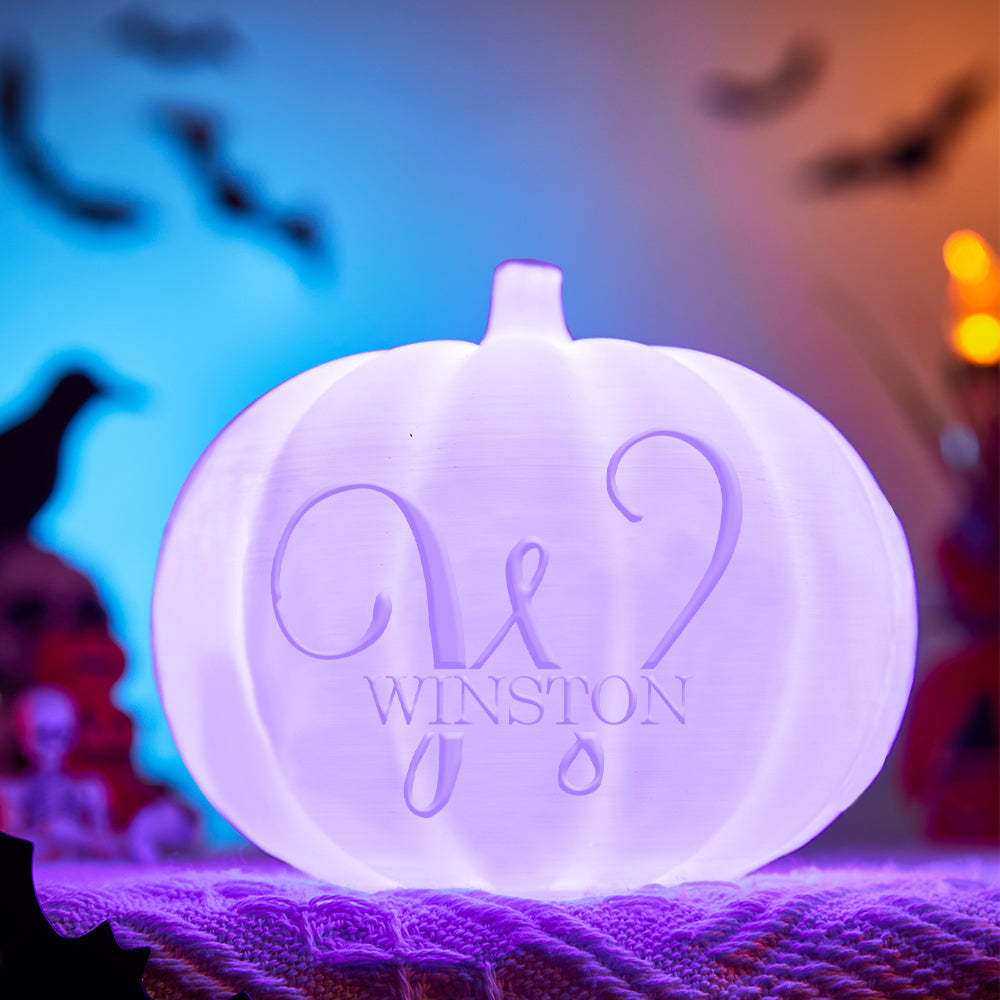 Personalised Halloween Pumpkin Light Custom Name Light Custom Light Up Jack-o-lantern Halloween Pumpkin Decor - W - soufeeluk