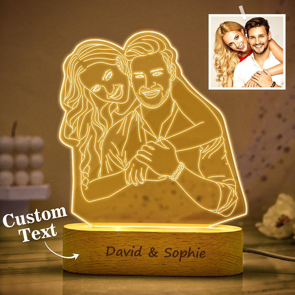 Custom 3D Photo Lamp Line Art Photo Lamp Engraving Night Light Unique Gift for Her - soufeeluk