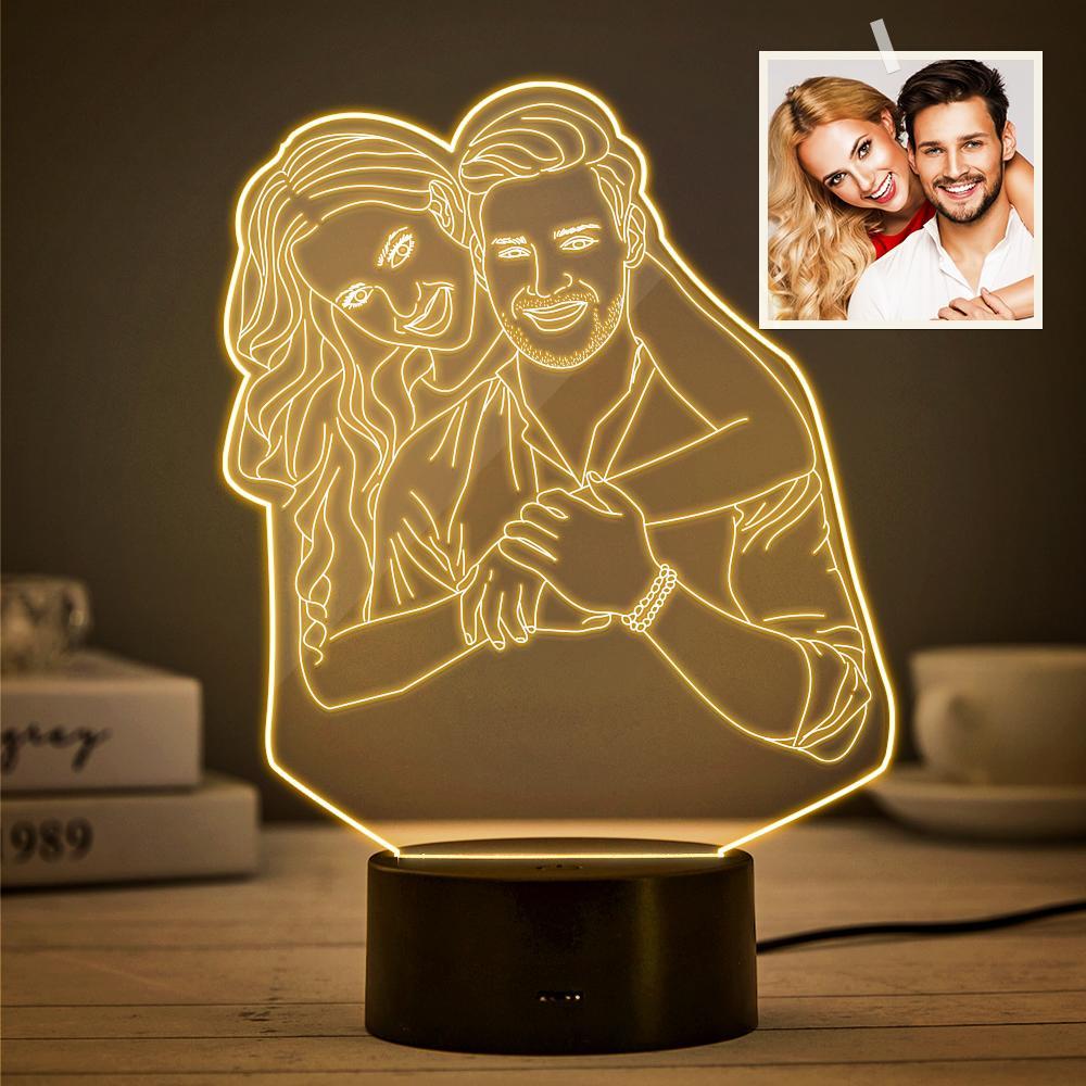 Custom 3D Photo Lamp Line Art Photo Lamp Engraving Night Light Unique Gift for Her - soufeeluk