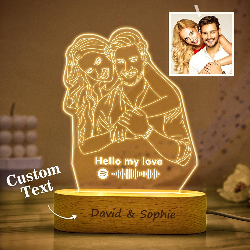 Custom 3D Photo Lamp Line Art Photo Lamp Engraving Night Light Unique Gift for Her - soufeeluk