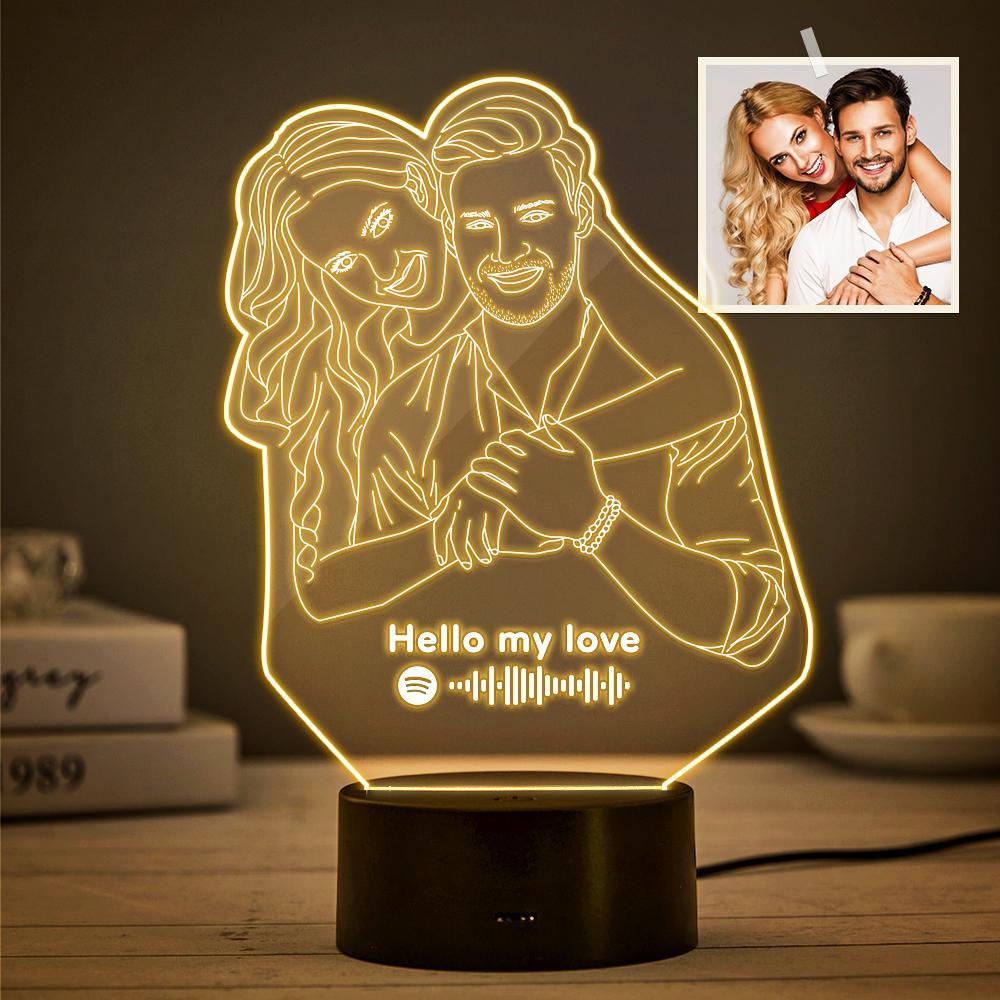 Custom 3D Photo Lamp Line Art Photo Lamp Engraving Night Light Unique Gift for Her - soufeeluk