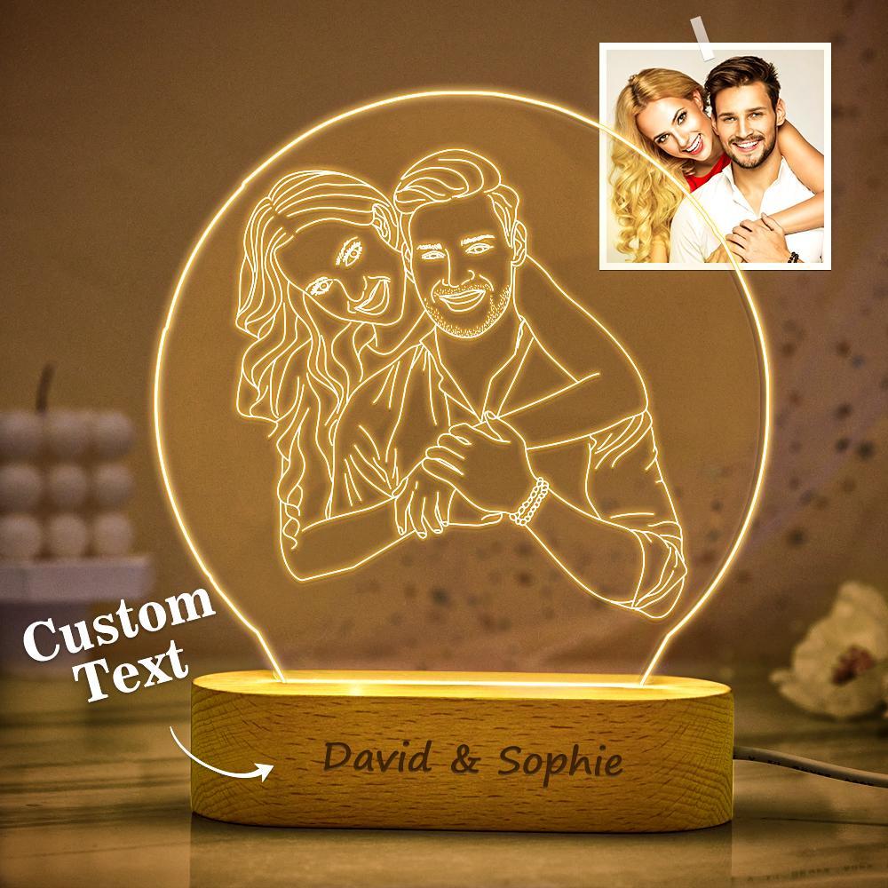 Custom 3D Photo Lamp Line Art Photo Lamp Engraving Night Light Unique Gift for Her - soufeeluk