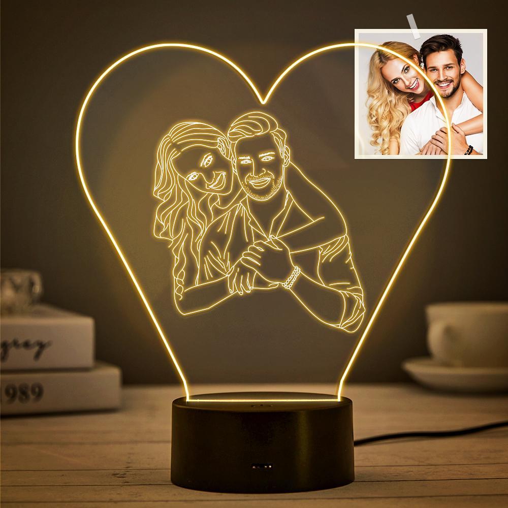 Custom 3D Photo Lamp Line Art Photo Lamp Engraving Night Light Unique Gift for Her - soufeeluk