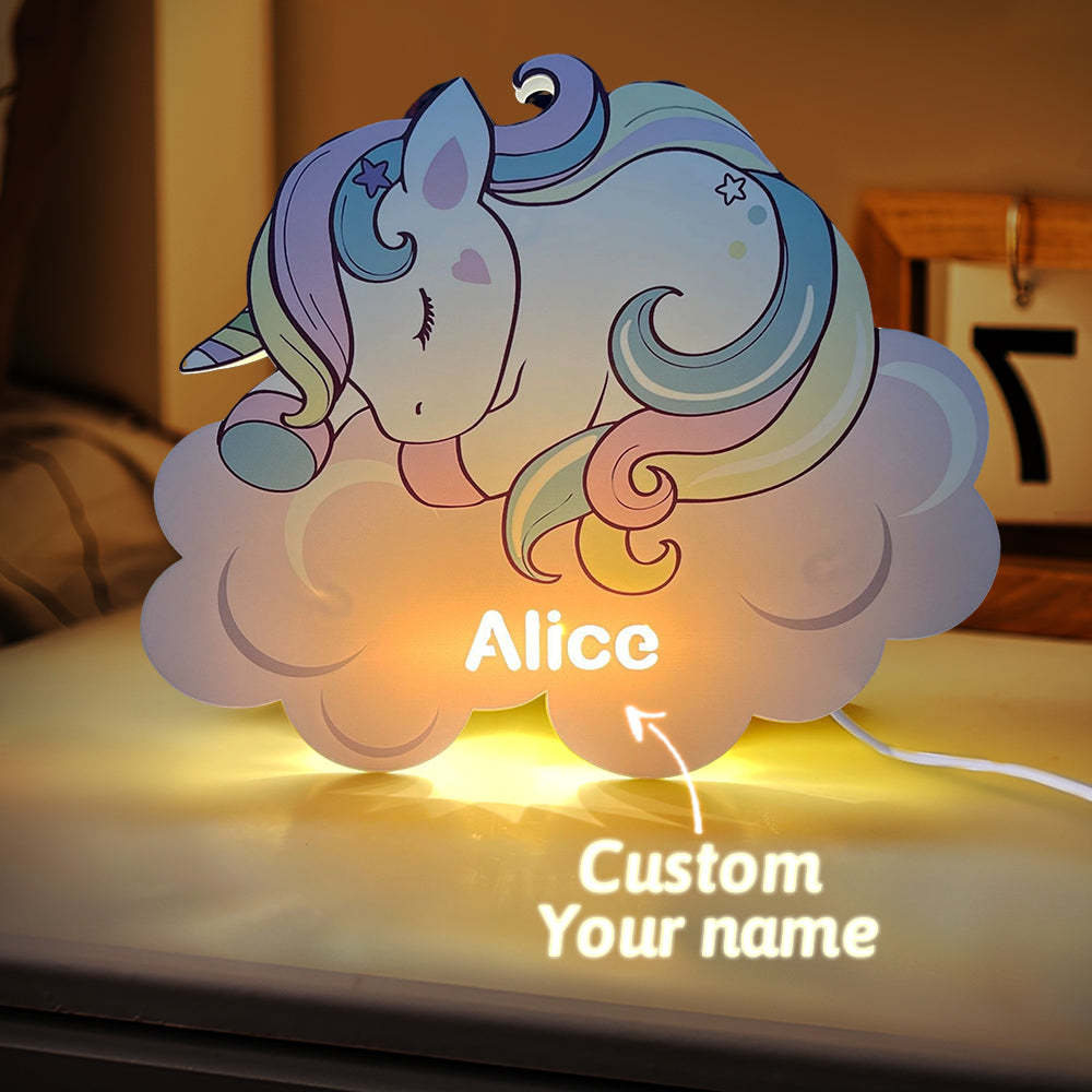 Personalised Name Unicorn Wall Light for Kids Room Birthday Gift for Kids - soufeeluk