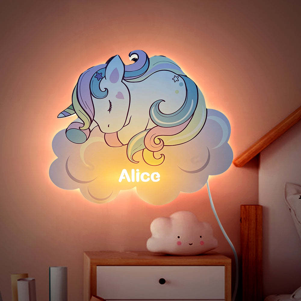 Personalised Name Unicorn Wall Light for Kids Room Birthday Gift for Kids - soufeeluk