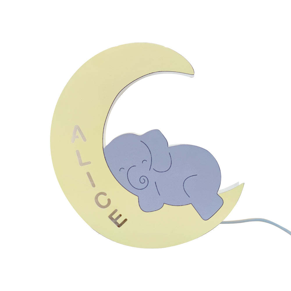 Personalised Name Baby Elephant Wall Light for Kids Room Birthday Gift for Kids - soufeeluk