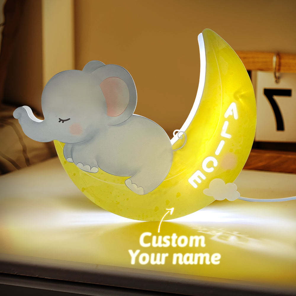 Personalised Name Elephant Wall Light for Kids Room Birthday Gift for Kids - soufeeluk
