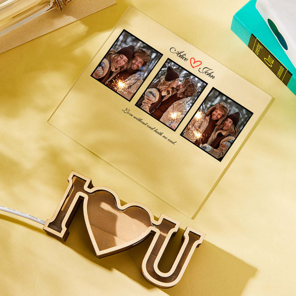 Custom Photo Engraved Night Light Acrylic Plaque LED Love Gifts - soufeeluk