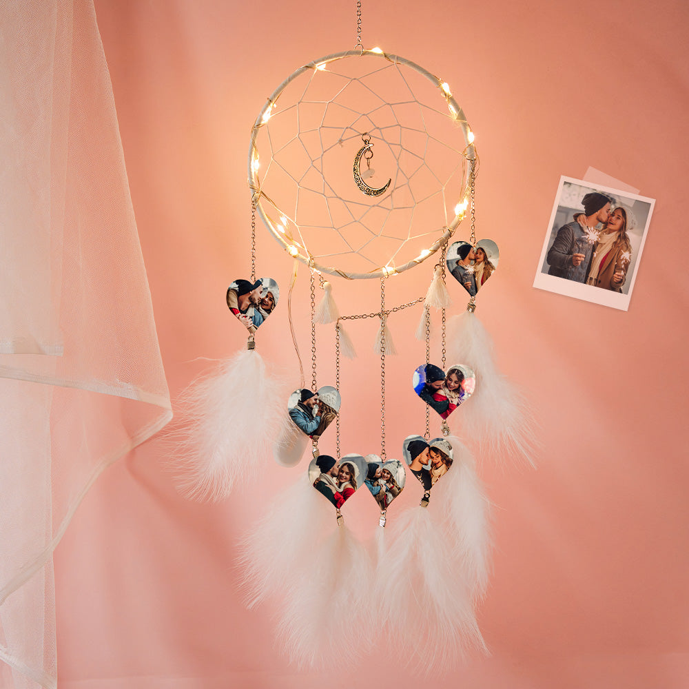 Custom Heart Photo Feather Dream Catcher Wall Room Decor - soufeeluk
