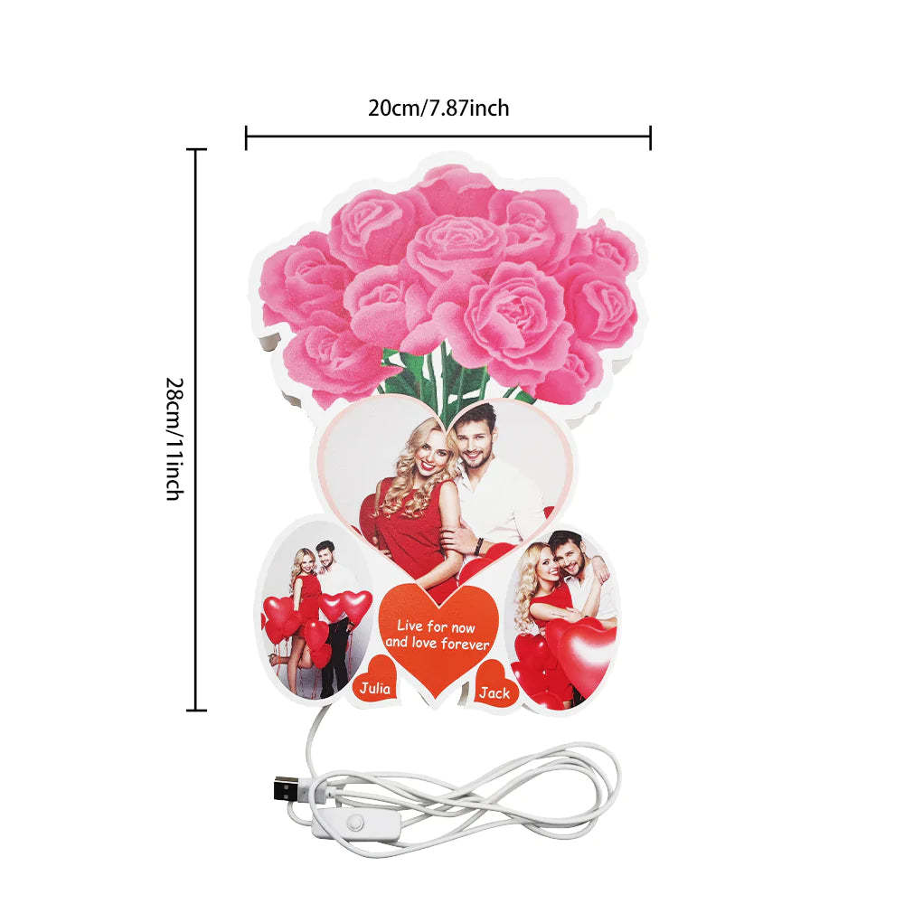 Personalised Rose Photo Lights Gift for Lover - soufeeluk