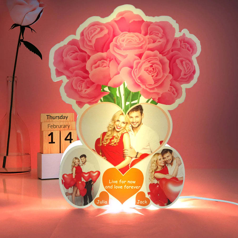 Personalised Rose Photo Lights Gift for Lover - soufeeluk