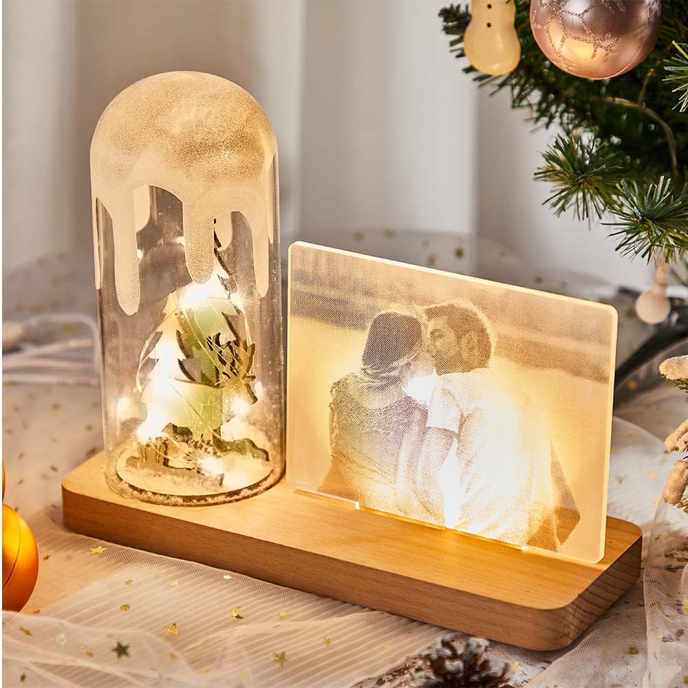 Custom Acrylic Photo Night Light Christmas Tree Glass Dome Lamp for Festival - soufeeluk