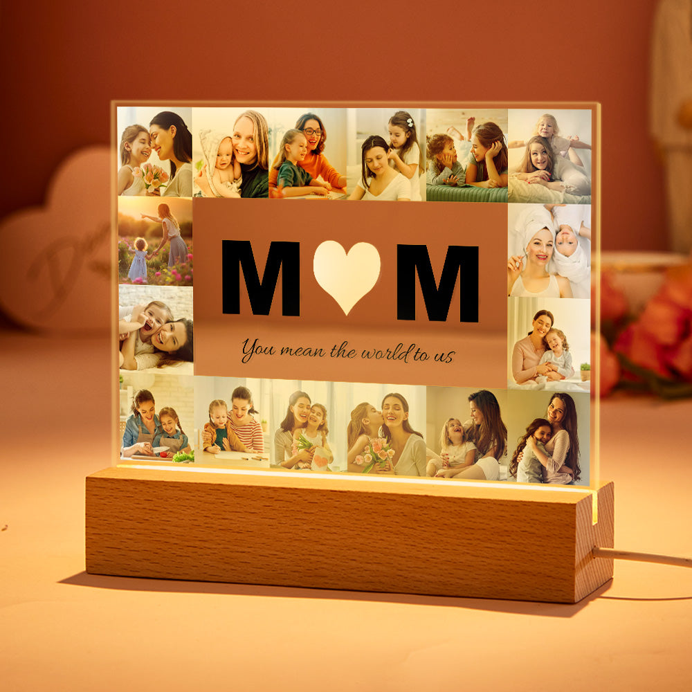 Custom Photo Acrylic Light Engraved Night Lights Home Ornaments Gift for Mom - soufeeluk