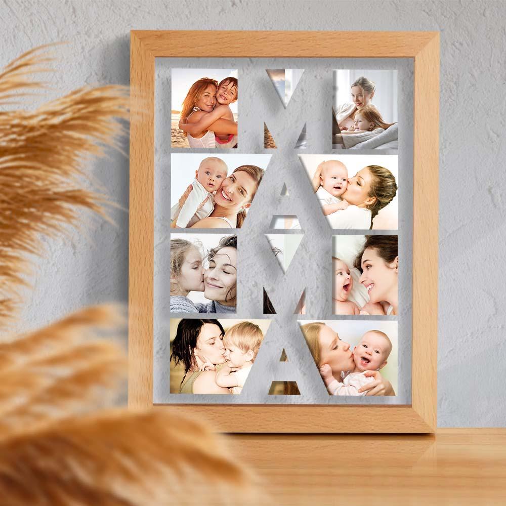 Custom Photo Night Light Wooden Frame Night Light Gift for Mom - soufeeluk