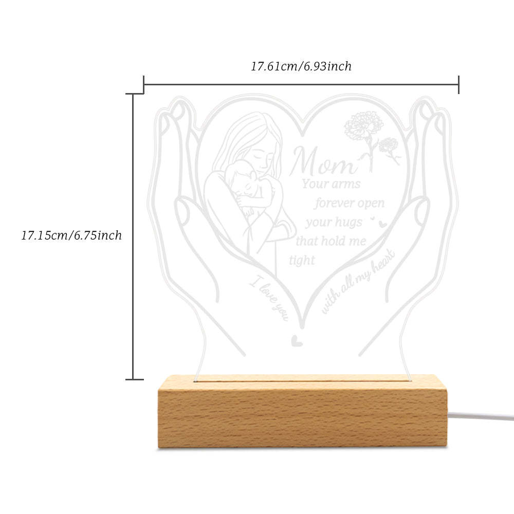 Personalised Mom Acrylic Night Light Gift for Mom from Daughter Son - soufeeluk