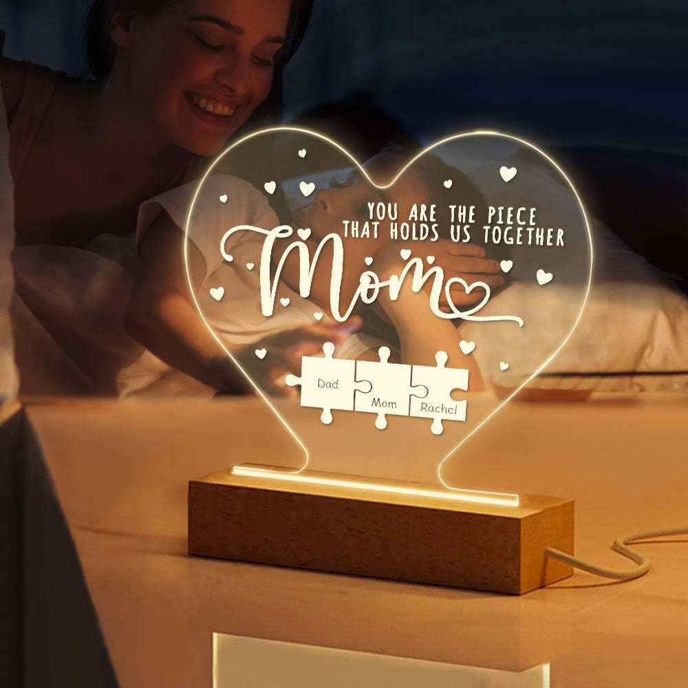 Personalised Mom You Are the Piece that Holds Us Together Acrylic Night Light Gift for Mom - soufeeluk