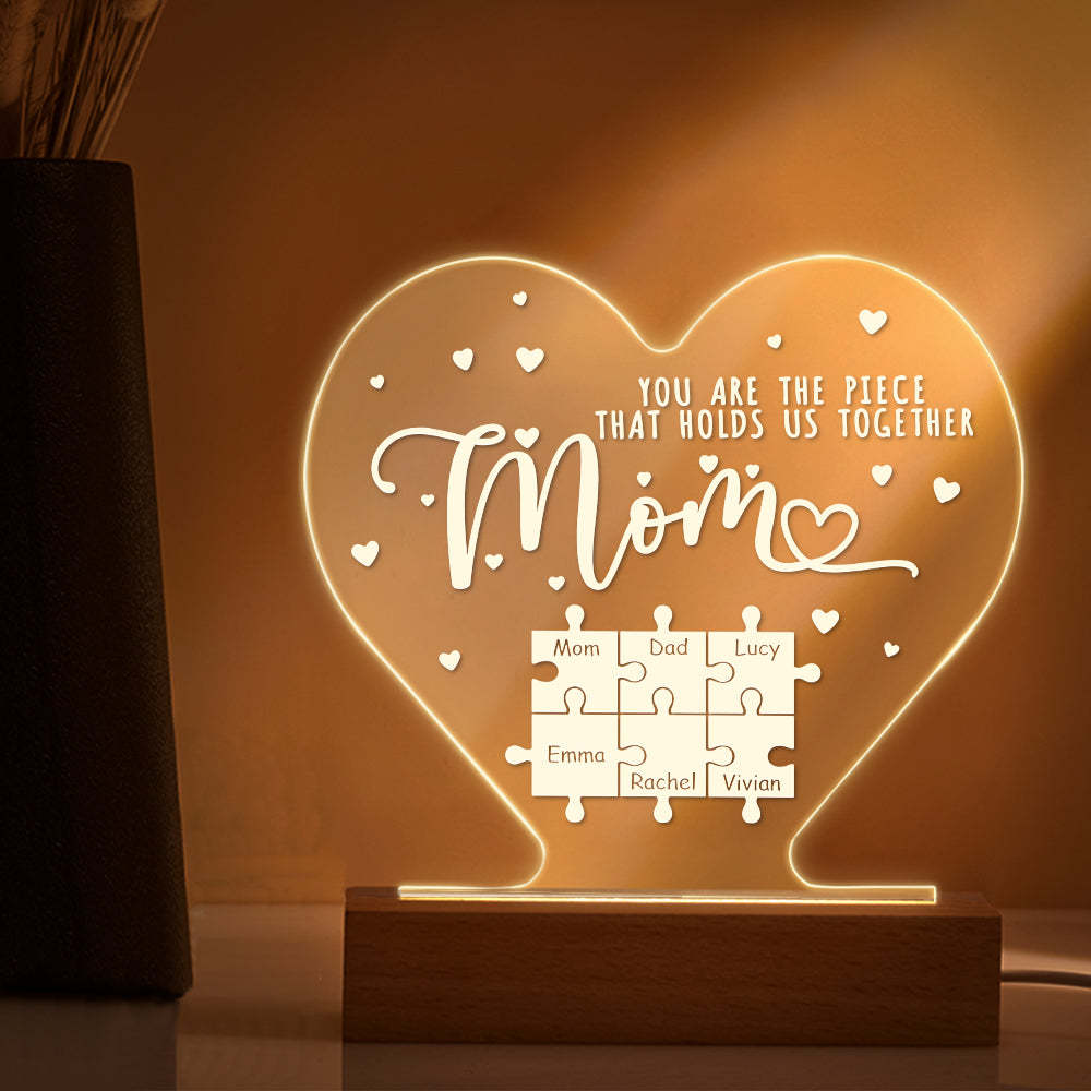 Personalised Mom You Are the Piece that Holds Us Together Acrylic Night Light Gift for Mom - soufeeluk