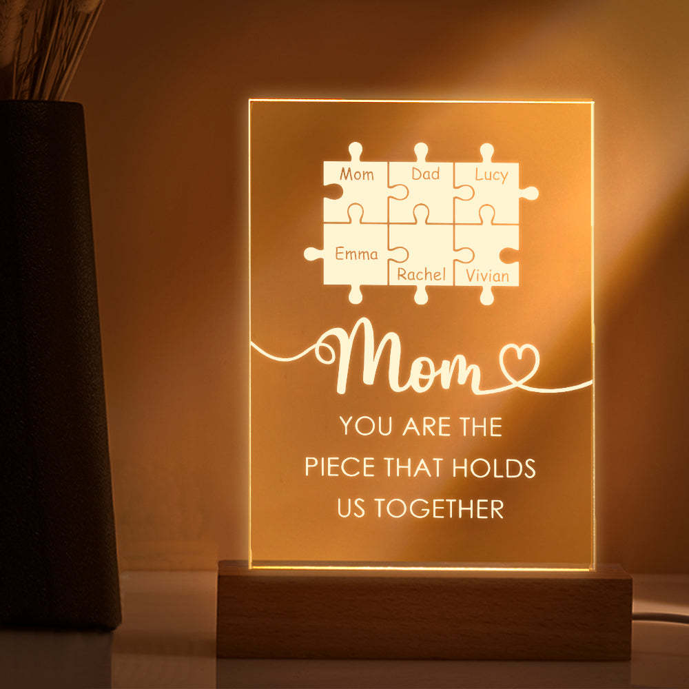 Personalised Mom You Are the Piece that Holds Us Together Acrylic Night Light Gift for Mom - soufeeluk