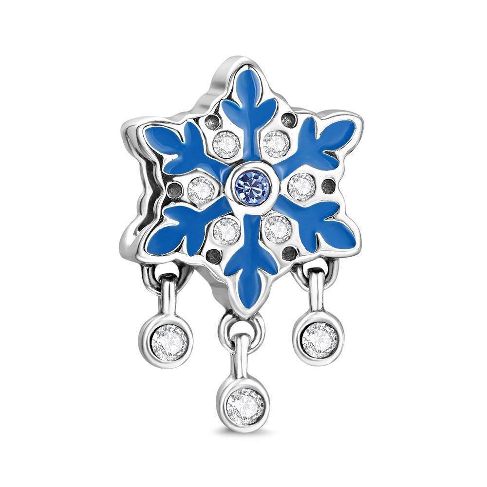 Blue Snowflake Charm Christmas Gift Silver - soufeelus