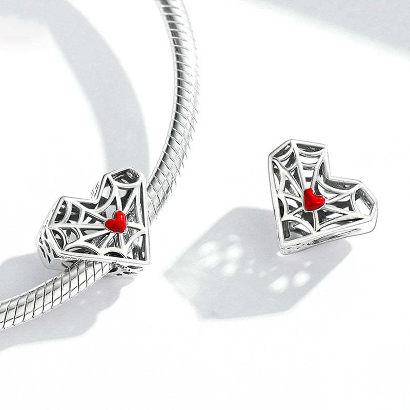 Love Spider Web DIY Beads Silver Spacer Beads DIY Charm Jewelry - soufeeluk