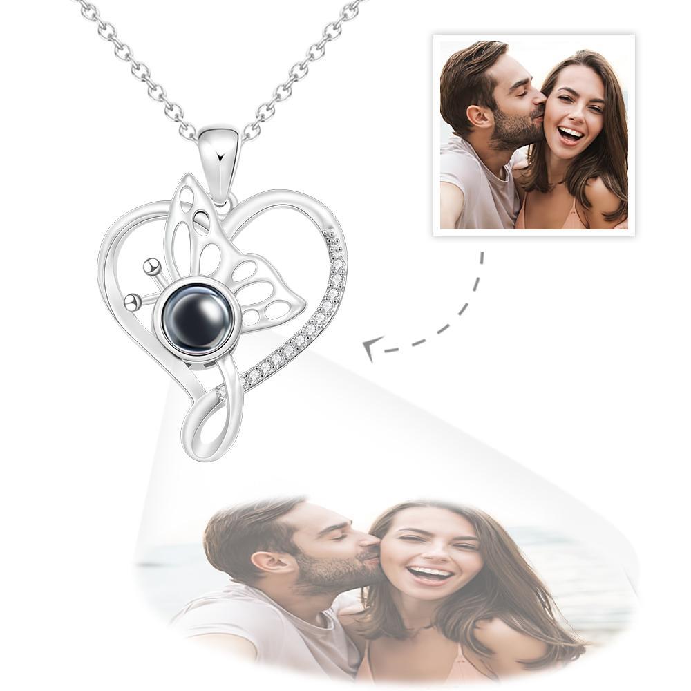 Custom Photo Projection Necklace Butterfly Heart Projection Necklace Creative Gift - soufeeluk