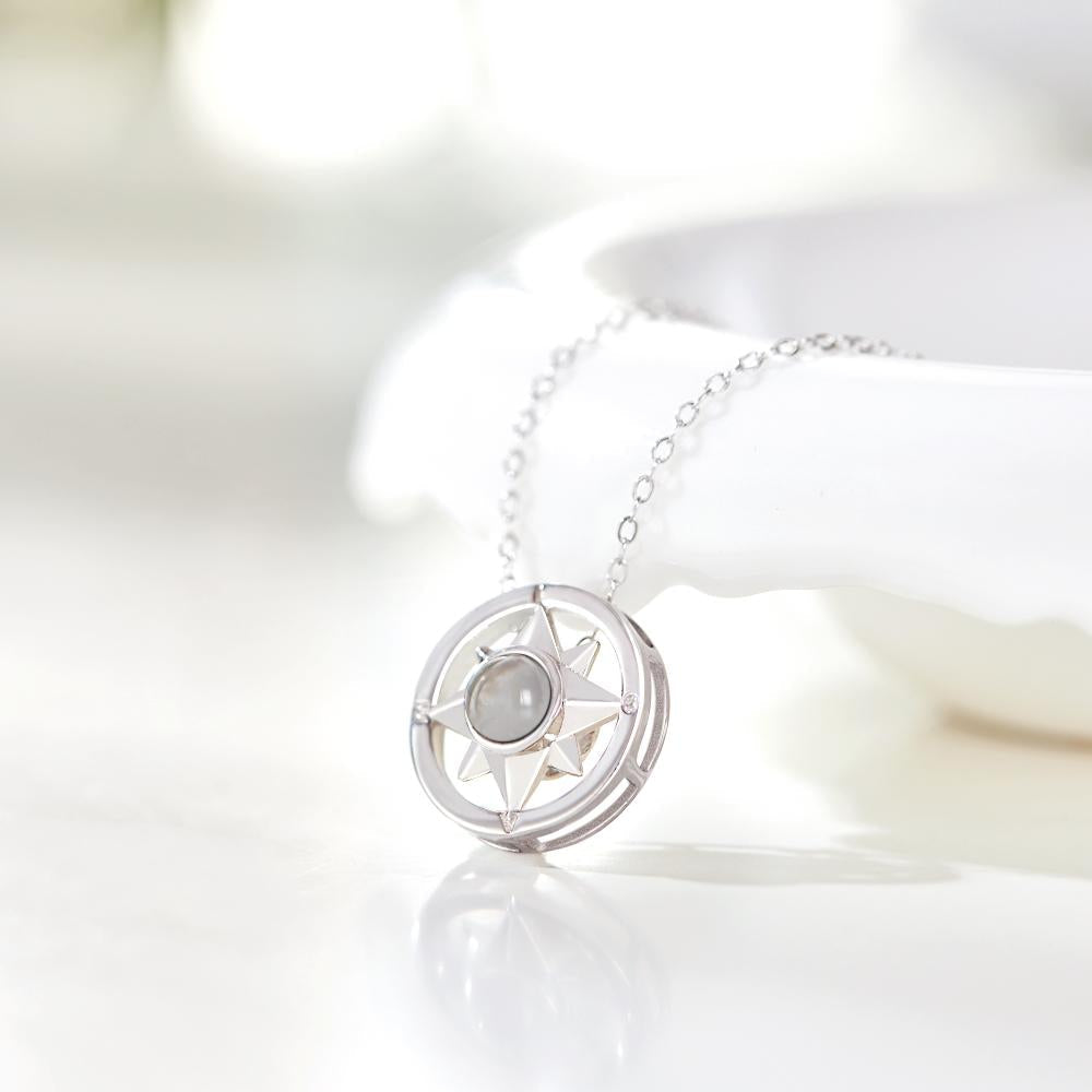 Custom Photo Projection Necklace Compass Creative Gifts - soufeeluk