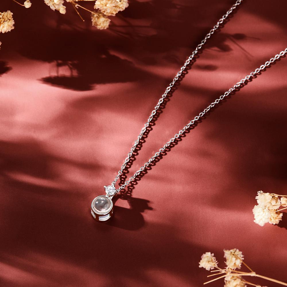 Custom Photo Projection Necklace Personalised Round Circle Necklace Gift for Women - soufeeluk