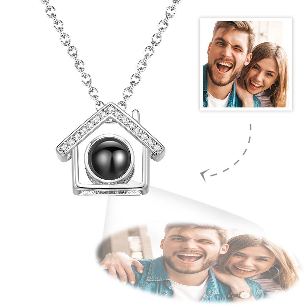 Custom Photo Projection Necklace Our Home Couple Memorial Gifts - soufeeluk