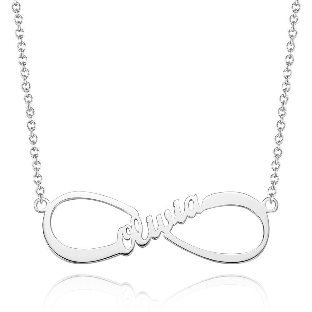 Name Necklace, Infinity Necklace Classical Style 14K Gold Plated - Silver