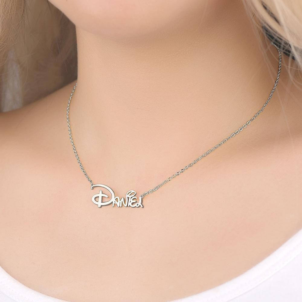 Personalised Name Necklace Special Font Custom Name Necklace Sidney Style Name Gift Silver